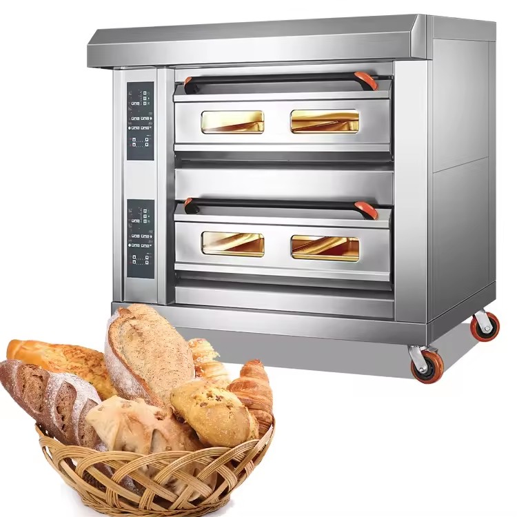 Pizza Baking Oven Electric Stainless Steel 2 Deck 4 Tray Cake Making Machine Gas Oven