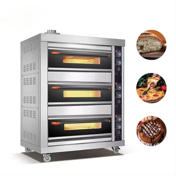 3 Deck 6 Trays Classic Gas Baking Equipment Commercial Deck Oven